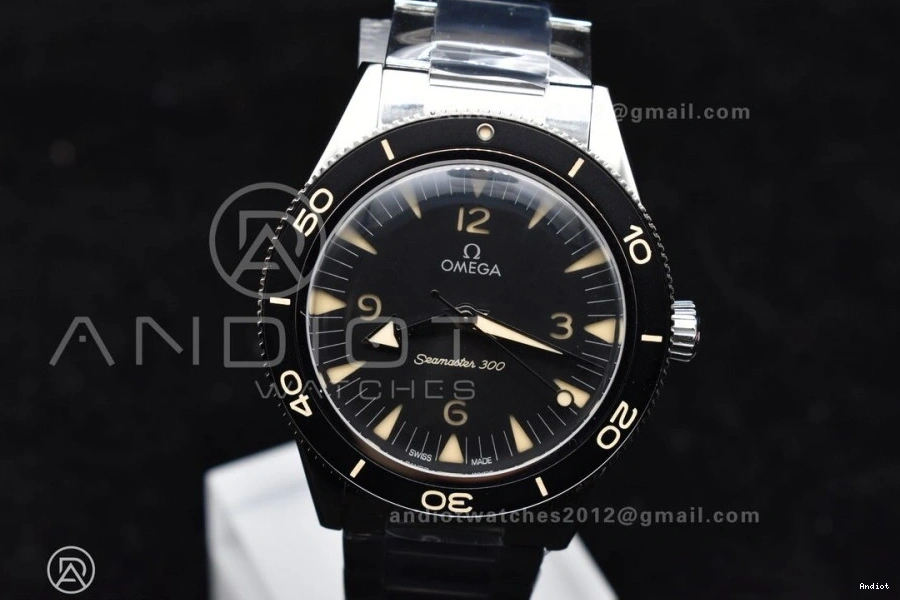 A8912 300 Dial Best Super Black Seamaster Clone Heritage Edition on SS 1:1 Bracelet VSF 1230